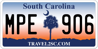 SC license plate MPE906