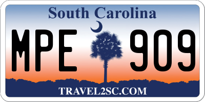 SC license plate MPE909