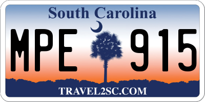 SC license plate MPE915