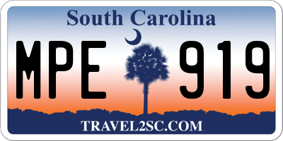 SC license plate MPE919