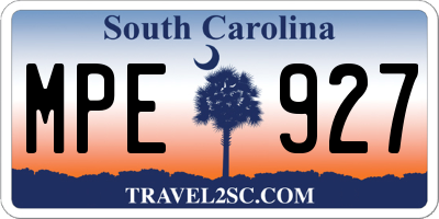 SC license plate MPE927
