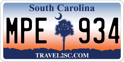 SC license plate MPE934