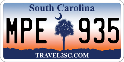 SC license plate MPE935
