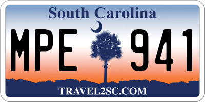 SC license plate MPE941