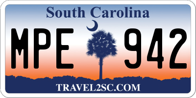 SC license plate MPE942