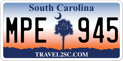 SC license plate MPE945