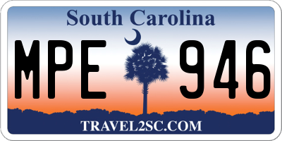 SC license plate MPE946