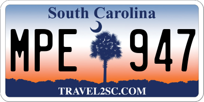 SC license plate MPE947