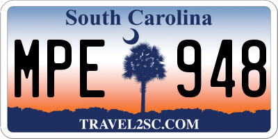 SC license plate MPE948