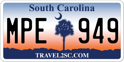 SC license plate MPE949
