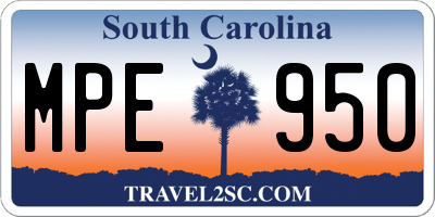 SC license plate MPE950