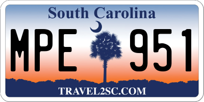 SC license plate MPE951