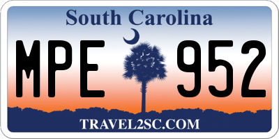 SC license plate MPE952