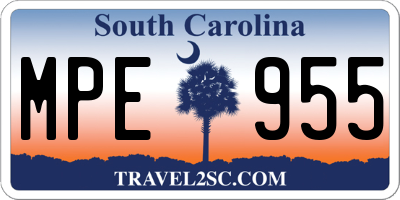 SC license plate MPE955