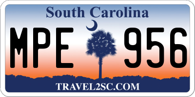 SC license plate MPE956