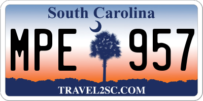 SC license plate MPE957