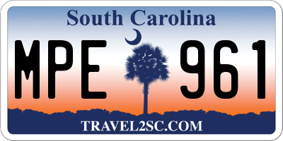 SC license plate MPE961