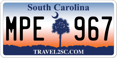 SC license plate MPE967
