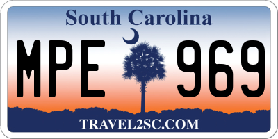 SC license plate MPE969