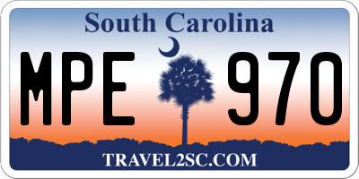 SC license plate MPE970