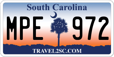 SC license plate MPE972