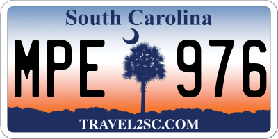 SC license plate MPE976