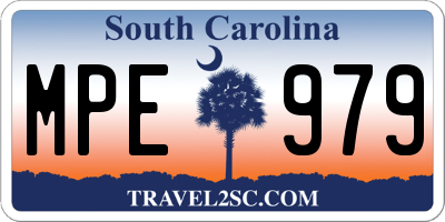 SC license plate MPE979