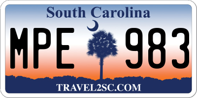 SC license plate MPE983
