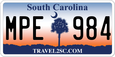 SC license plate MPE984