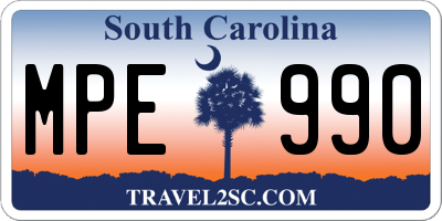SC license plate MPE990