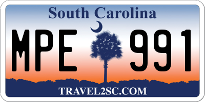SC license plate MPE991