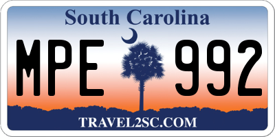 SC license plate MPE992