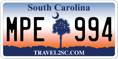 SC license plate MPE994