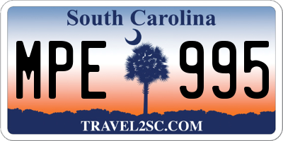 SC license plate MPE995