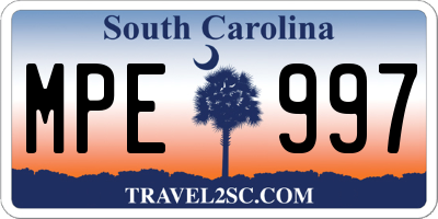 SC license plate MPE997
