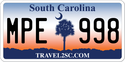 SC license plate MPE998
