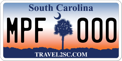 SC license plate MPF000