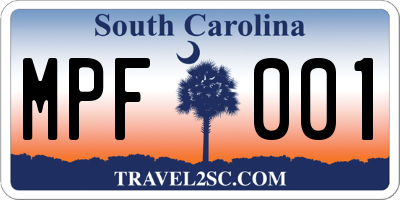 SC license plate MPF001