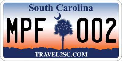 SC license plate MPF002
