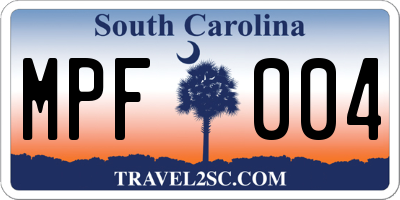 SC license plate MPF004