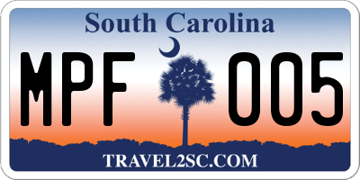 SC license plate MPF005