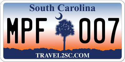SC license plate MPF007