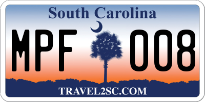 SC license plate MPF008