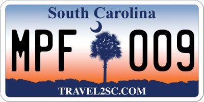 SC license plate MPF009