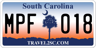 SC license plate MPF018