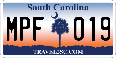 SC license plate MPF019