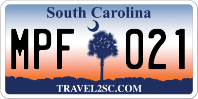 SC license plate MPF021