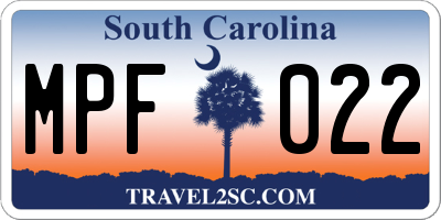 SC license plate MPF022