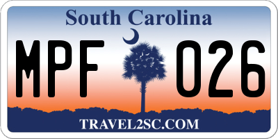 SC license plate MPF026