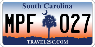 SC license plate MPF027